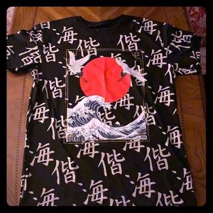 Black Shirt with Chinese writing on it